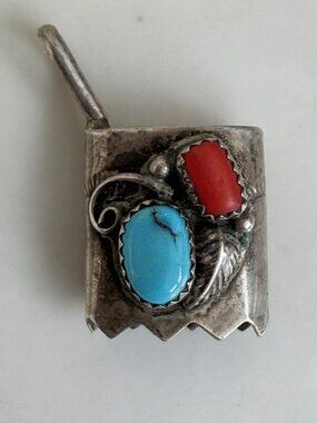 Vintage 60's Pendant Cap for Claw Turquoise Coral Sterling Silver